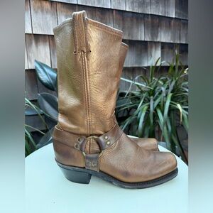 Frye harness leather boots square toe bronze brown Sz Wm 10 M. Made in USA
